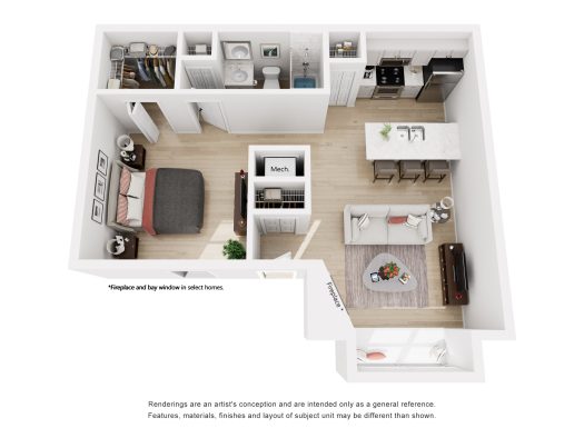 a floor plan of a two bedroom apartment at The  Marley