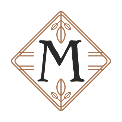 the m logo is shown in a brown and gold color at The  Marley